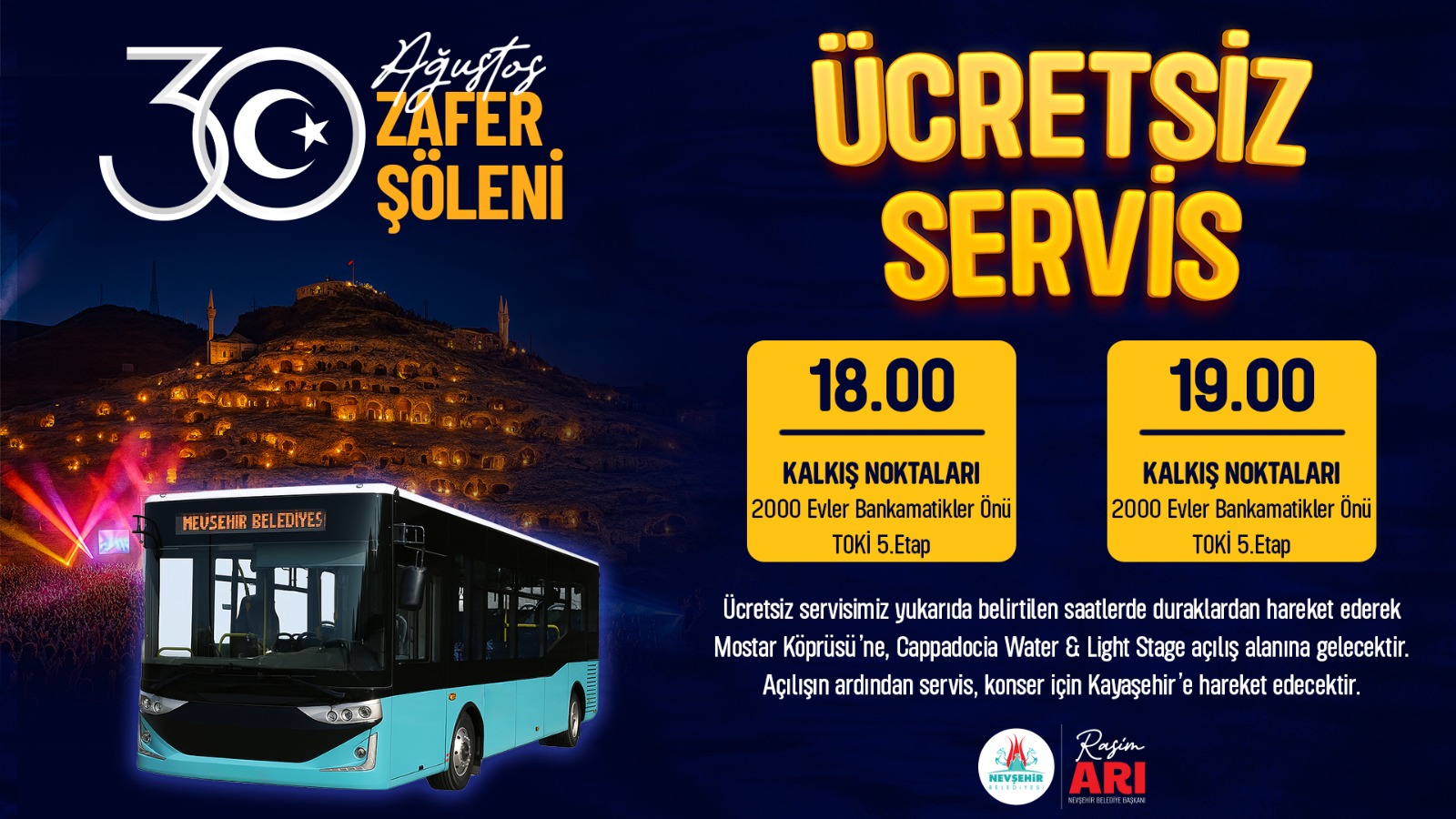 Nevşehir Belediyesi Tarafından Servis Hizmeti Verilecek